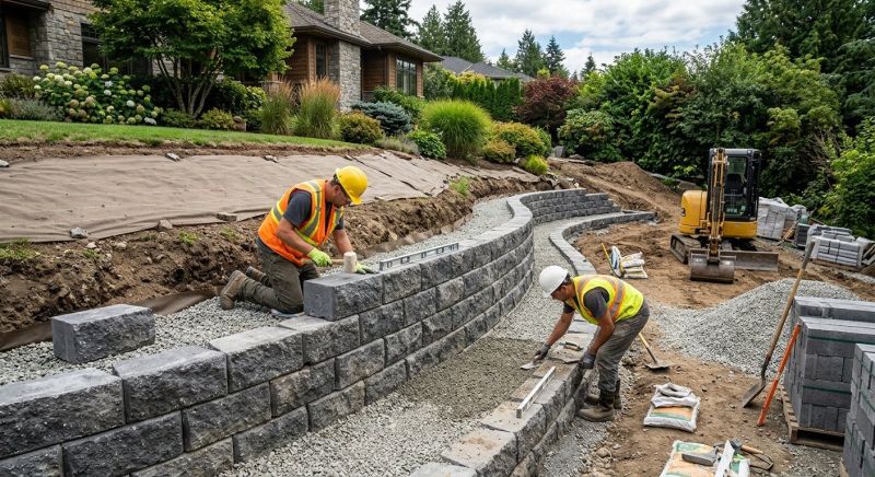 Block Retaining Wall Installation in Sonoma County, CA