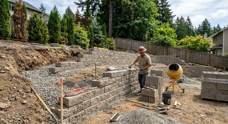 Block Retaining Wall Installation in Kissimmee, FL