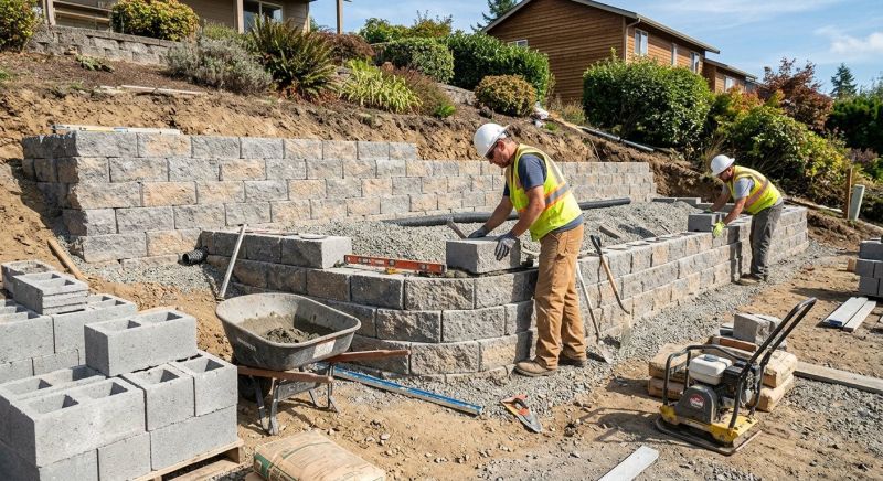 Block Retaining Wall Installation in Clermont, FL
