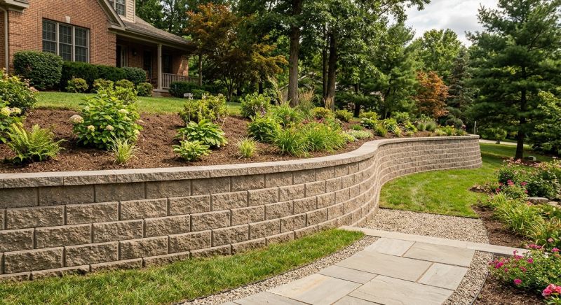 Block Retaining Wall Installation in Rockwall, TX